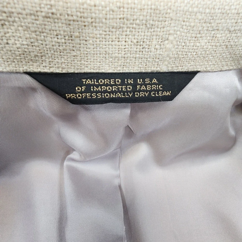 Bullock & Jones Blazer Men 44R Beige 100% Silk Slub Weave Sport Coat Made in USA